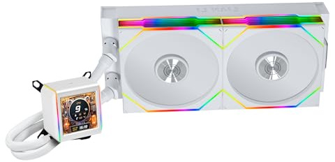 Lian Li Galahad II LCD 280 TL Wireless AiO Wasserkühlung Weiß – CPU-Kühler mit 280 mm Radiator, LCD Display und TL Wireless ARGB Lüftern