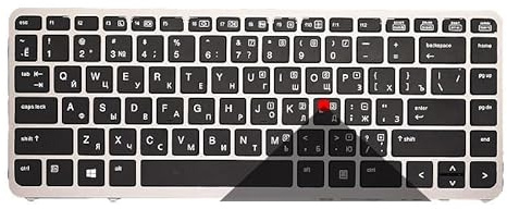 SONGOZD Teclado para portátil HP Elitebook 840 G1, 850 G2 y ZBOOK 14 (EE. UU./Ruso), retroiluminado, con Marco Negro Plateado(RU Silver No Backlit)