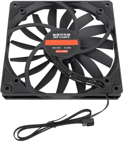 FILFEEL 140mm Thin PWM Case Fan 1100RPM 4 Pin Cooling Fan with MFDB Bearing for PC System 12V White (Black)