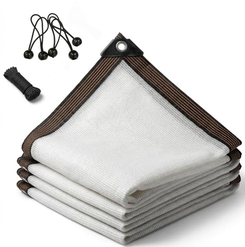 Filet d'ombrage Blanc 55% Anti-UV Toile Solaire Respirante avec Oeillets, Brise Vue Renforcé pour Jardin Serre Balcon Terrasse Auvent et Pergola Protection Extérieure pour Plantes(3x12m)