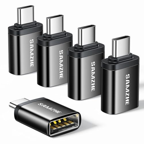 USB C to USB Adapter 5 Pack, 10Gbps USBC Male to USB 3.2 Female Adapter, Type C USB C Adapter for MacBook Pro,iMac,iPhone 17 16 15 Pro Max,iPad Pro, Thunderbolt 4, Samsung,Black