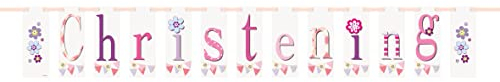 Unique Wimpelkette für Taufe, Rosa, 2,1 m
