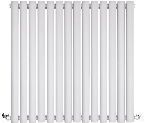 BestBathrooms - White Horizontal Double Oval Panel Radiator - 600mm x 826mm