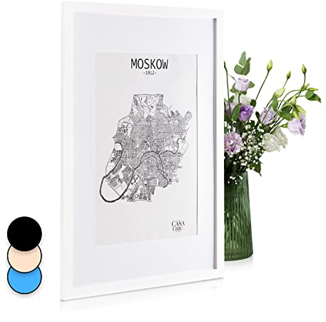 Casa Chic Cadre Photo, Cadre Photo en Bois de 87x62 cm, Cadres photo A1, Porte Photo Mural, Cadre Decoration Murale Pele Mele, Affichage Vertical/Horizontal, avec Protection Verre et Passe Partout