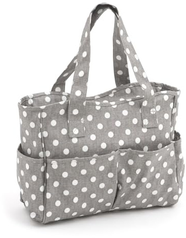 Hobby Gift Exclusive Craft Storage Bag, PVC Cotton, Polka Dot Grey, 13 x 36 x 31cm