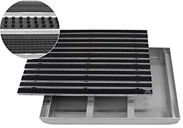 EMCO Eingangsmatte DIPLOMAT Bürsten + Gummi mit ALU Bodenwanne Fußmatte Schuhabstreifer Schmutzmatte, Größe:600 x 400 mm