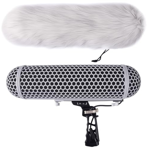 Micolive - Micrófono para parabrisas, diseño de jaula protectora y sistema de suspensión Rycote Shock Mount compatible con micrófonos Rode NTG1 NTG2 NTG3 NTG4 AT875R Line MKE 600 Series, etc