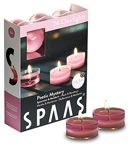 Spaas 24 Clearlights parfumées, Bougies Chauffe-Plats Cup Transparente, ± 4,5 Heures - Poetic Mystery