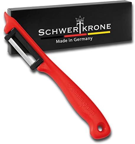 SCHWERTKRONE® Sparschäler [MADE IN SOLINGEN - GERMANY] - Kartoffelschäler Spargelschäler Gemüseschäler Karottenschäler - Sparschäler Links & Rechtshänder - Gurkenschäler Potato Peeler - Obstschäler