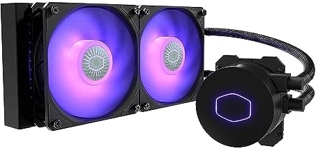 CoolerMaster MasterLiquid ML240L RGB V2, Close-Loop AIO CPU Liquid Cooler, 3rd Gen Dual Chamber Pump, 240 Rad, SickleFlow 120mm PWM, RGB Lighting for AMD Ryzen AM5/AM4/Intel LGA1700*/1200/115X