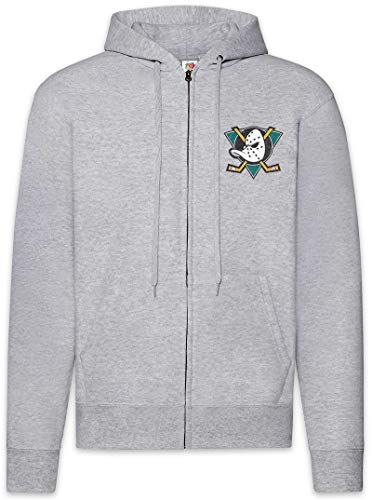 Urban Backwoods Ducks Hockey Herren Zipper Hoodie Kapuzenpullover Grau Größe M