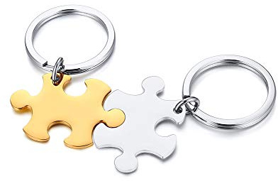 VNOX 2/3/4/5 Pcs Anpassen Personalisierte Freundschaft/Liebe Familie Puzzle Paar Anhänger Halsketten/Schlüsselanhänger/Armbänder für Liebhaber Freund BFF, Edelstahl Schmuck,Kostenlose Gravur