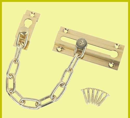 New Security Door Chain Brass Plated Heavy Duty Safety Guard Lock Catch with Screws
