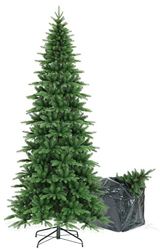 BOP Albero Di Natale Slim Narciso 210 Cm, In Polietilene Real Touch, Con Borsa Omaggio, Apertura A Ombrello, Folto | Abete Naturale in Full PE snello con apertura facilitata, richiudibile