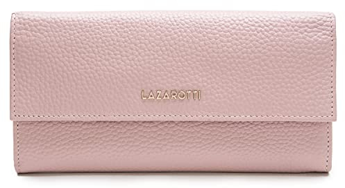 Lazarotti Bologna große Leder Geldbörse Damen | mit Druckknopf, großem Reißverschlussfach, 12 Kartenfächer, RFID-Schutz | 19 x 10 x 3 cm (2 Breiten einstellbar)
