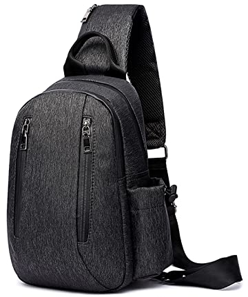 FANDARE Retro Brusttasche Sling Bag Sling Rucksack Schultertasche Crossbody Bag Business Umhängetasche Sporttasche Herren Reisen Wandern Wasserdicht Nylon Daypacks Schwarz