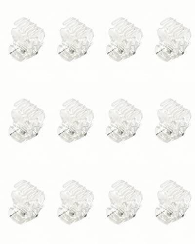 Mini Hair Claw Clips Clamps Small Plastic Hair Clips Pins Grips Womens Girls Hair Accessories (Clear), 12 Count (Pack of 1)