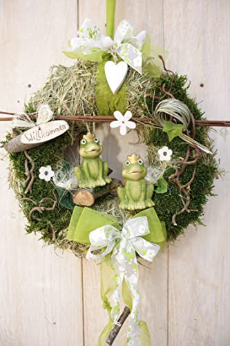 Türkranz D28 mit zwei Fröschen Farbe grün und Willkommen