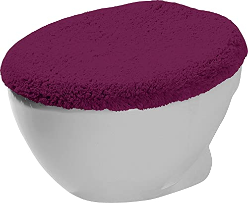 Erwin Müller WC-Deckelbezug Uni Serie Stuttgart Beere Größe 45x50 cm - Unterseite rutschhemmend, mit Schnürung, 100% Baumwolle