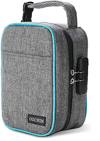 OZCHIN Geruchsdichte Tasche mit Zahlenschloss, abschließbarer Boxbeutel, Reise-Aufbewahrungskoffer, Aktivkohlebeutel (23 x 16 x 12 cm), Frauen Männer