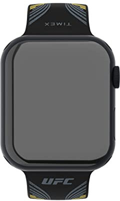 Timex Cinturino per smartwatch UFC compatibile con Apple Watch 44 mm/45 mm/49 mm - nero con accenti gialli e argento, Nero/Giallo, One Size