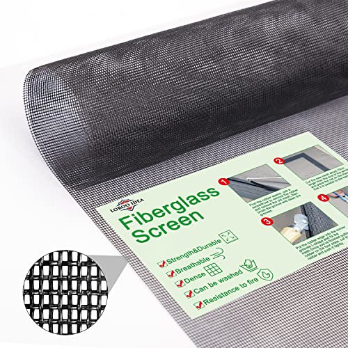 Loboo Idea Rouleau de moustiquaire de rechange en fibre de verre pour fenêtre (99 cm x 10 m, noir)