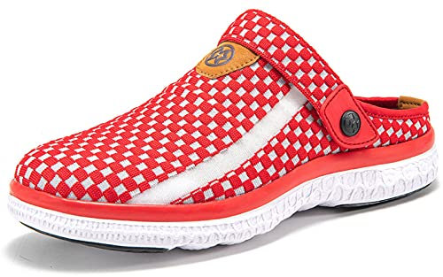 Zuecos de Verano para Unisex Adulto Zapatillas de Playa Sandalias Respirable Chanclas Slippers, Rojo, 39 EU