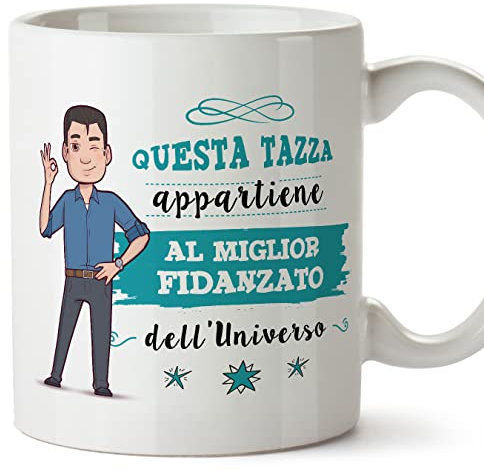 Mugffins Tazza in ceramica per FIDANZATO 11 oz / 350 ml - In italiano - Migliore Famiglia dell'universo - Idea regalo per compleanno, anniversario, natale