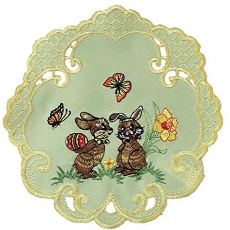 Osterdecke Ostern Osterhasen Tischläufer Tischdecke Mitteldecke Gelb - Größe wählbar (20rund)