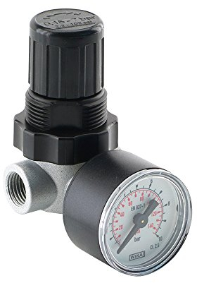 Mini Druckregler Druckminderer Druckluftminderer 340 l/min Regler; mit Manometer (G 1/4, Druckregelbereich: 0,5-10 bar)