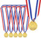 6 Stück Goldmedaille Metall Medaillen Goldmedaillen mit Umhängeband Siegermedaillen Goldmedaillen für den 1. Platz für Kinder Sporttag Medaillen Gewinner geburtstag Fussball Mini Olympiade