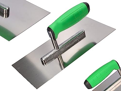 ToolSpace | Platoir de Finition | 13 x 27 cm | PRO Truelle de Lissage | Truelle à Plâtre en Acier Inoxydable | Pour Travaux de Maçonnerie | Platoir à Enduit | Taloche manche en caoutchouc | Made en UE