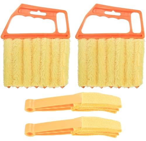 Zxglxinyao 4pcs Venetian Blind Cleaner Duster Tool, Includes 2pcs 7 Finger Blind Duster Brush & 2pcs Shutter Cleaner Brush, Cleaning Tool for Air Conditioner Vent & Keyboard