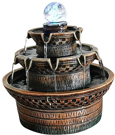 predolo Mini Resin Tabletop Water Fountain with Rolling Ball, Modern Indoor, for Indoor Garden, Bedroom, Farmhouse Decor