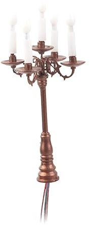 perfk Puppenhaus-Kerzenständer, Modell-Kerzenständer-Lampe, 1:87 Puppenhaus-LED-Kerzenlicht für Puppenhaus, DIY-Miniaturen, Bronze