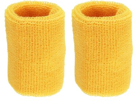 PATIKIL 2 Packung Schweißbänder Handgelenk 8x10cm Weiche Verdickte Baumwolle Fitness Arm Schweißband für Tennis Basketball Fußball, Gelb