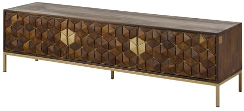 MASSIVMOEBEL24.DE TV-Board Mango braun geölt Diamond #224 | 180x45x50 cm 45 kg Art Déco montiert vollmassiv