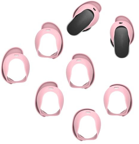 Adhiper Replacement QC Ultra Noise-Cancelling Eartips Compatible with Bose QuietComfort Earbuds II and QuietComfort Ultra Earbuds (2023) Earphones,Anti-Slip Silicone Sports Wing Earhooks S,M,L(Pink)