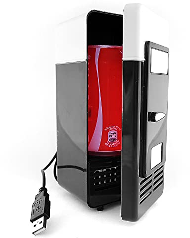 REY Mini Nevera USB Refrigerador Calentador Pequeño Frigorífico para Lata Color Negro