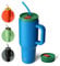 Bottle Bottle Tasse à café, 1,1 l, en acier inoxydable, avec poignée et paille, isotherme, sans BPA, pour les voyages, le bureau, l'université et le sport, idée cadeau pour les amateurs de café et de