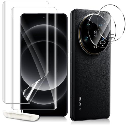MokaZii Screen Protector For Xiaomi 14 Ultra, (2 + 2 pack), Flexible TPU Screen Protector + Camera Lens Protection [Easy to install Automatic Healing]