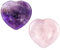 Coeur en cristal de quartz rose, coeur en cristal d'améthyste, ensemble de pierres de coeur en cristal de guérison naturelle, soulage l'anxiété et nettoie les vibrations négatives