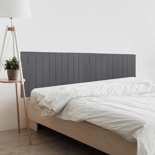 DHOME Recyceltes Holz Kopfteil MDF Paletten Stil Vertikale Palette Bed Pallets Beschläge inklusive (220cm Dual, Massiv Grau)