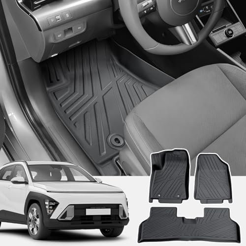 CDEFG Kompatibel mit Hyundai Kona SX2 EV Elektro 2024 2025 Fußmatten, Fussmatten TPE Auto Wasserdicht Einfach zu Säubern Premium Allwetter Gummimatten vorn+hinten Matten Kona EV 2024 Zubehör