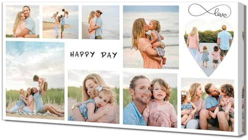 ZQQART Collage Bilderrahmen für die Wand Leinwanddrucke mit Ihren Fotos Gemälde individuell personalisierte Fotogeschenke für Haustiere Familie Baby Hochzeit(25x50cm)
