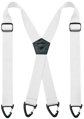 JEMYGINS Herren Outdoor Hosenträger X-Typ längenverstellbar mit Dreieckige Anti-Rutsch-Schnalle Weiß