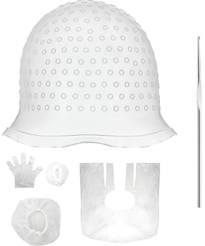 Bonnet Meches Cheveux,Bonnet Meche,Bonnet à Mèches en Silicone avec Crochet,Chapeau de Coloration Reutilisable,Bonnet pour Meches et Balayage,Convient pour Les Femmes et Les Filles