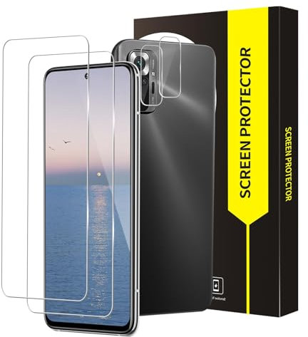 VSEER 2 + 2 unidades de protector de pantalla para Xiaomi Redmi Note 10 Pro, 0,33 mm 2,5D 9H dureza Redmi Note 10 Pro, funda de dureza 9H, funda amigable para Xiaomi Note 10 Pro Cristal protector