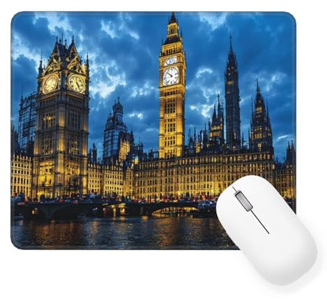Mauspad London Mauspad Klein 20 x 15 cm, Mousepad mit Wasserdicht und Rutschfester, Vernähter Kanten Mousepad Glocke, Gaming Accessories, Verbessert Geschwindigkeit Präzision für Büro, Gaming W-486