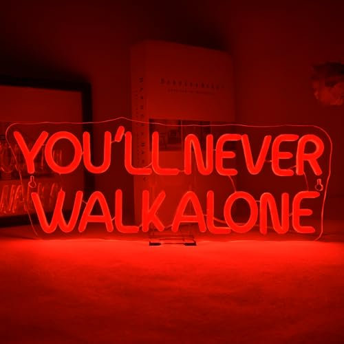 ineonlife You'll Never Walk Alone Neon Schild, Mädchen Led Schild für Wand Dekor, Brief Led Schriftzug Zeichen für Mädchen,Reisebüros,Spielen,Party,Geschenk